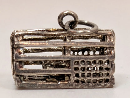 Vintage Sterling Silver Lobster Trap with Lobster Inside Charm - Antique Maine Lobster Trap with Lobster Inside Pendant