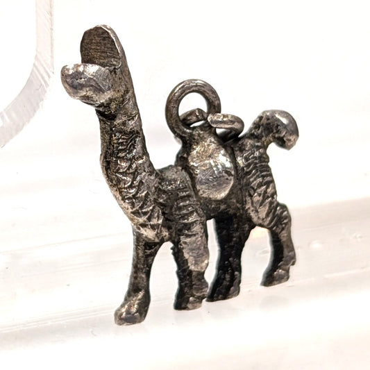 Vintage Sterling Llama Charm - 925 Silver Saddled Alpaca - 1.75 Grams