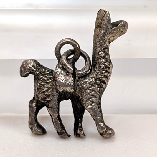 Vintage Sterling Llama Charm - 925 Silver Saddled Alpaca - 1.75 Grams