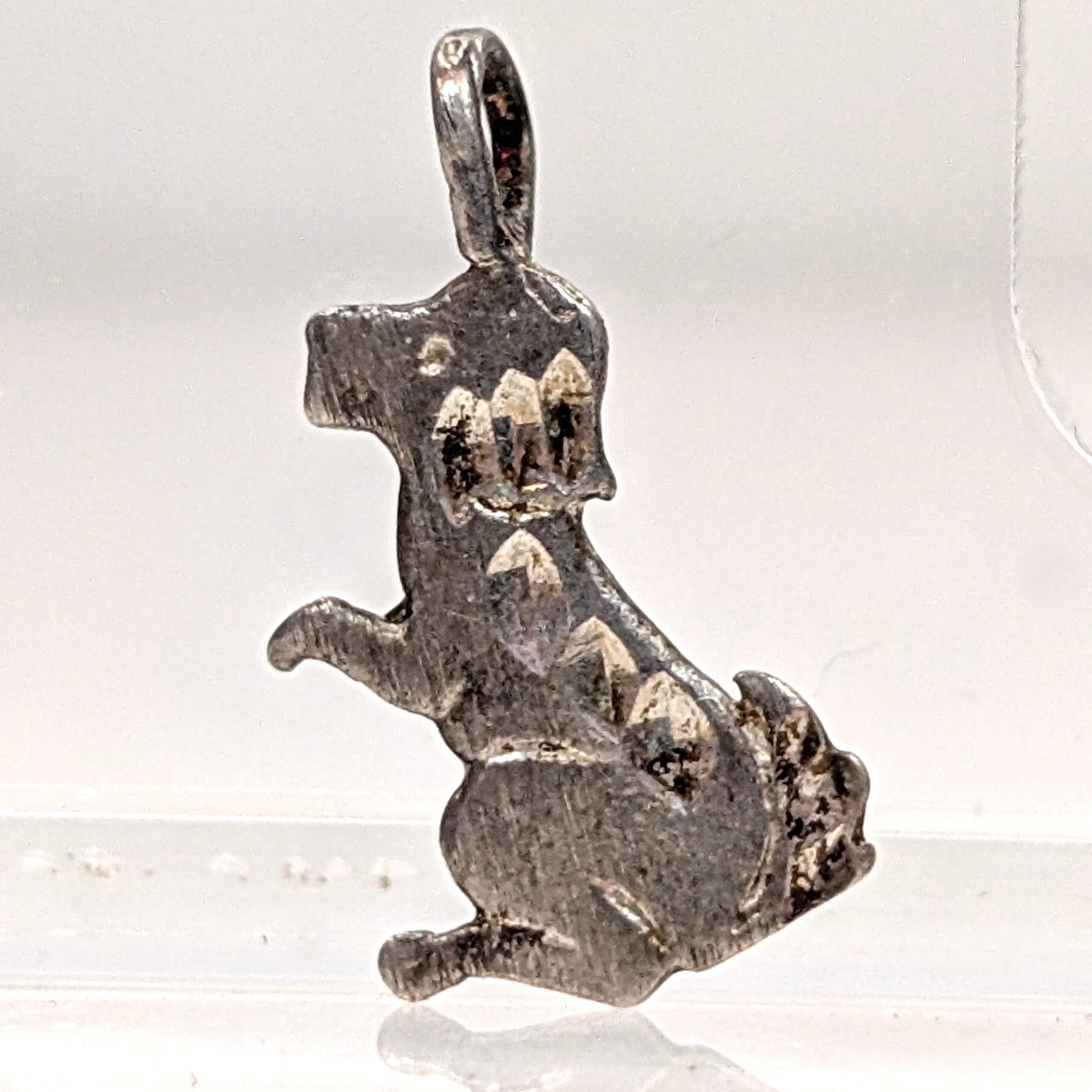 Victorian Sterling Dog Charm - Hand Engraved - Love Token Style - 925 Silver