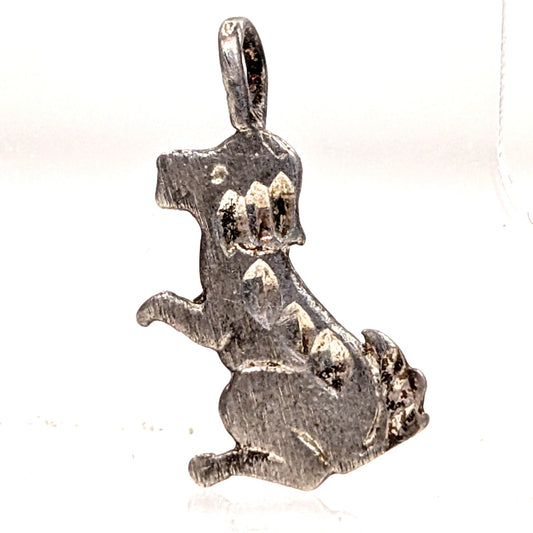 Victorian Sterling Dog Charm - Hand Engraved - Love Token Style - 925 Silver