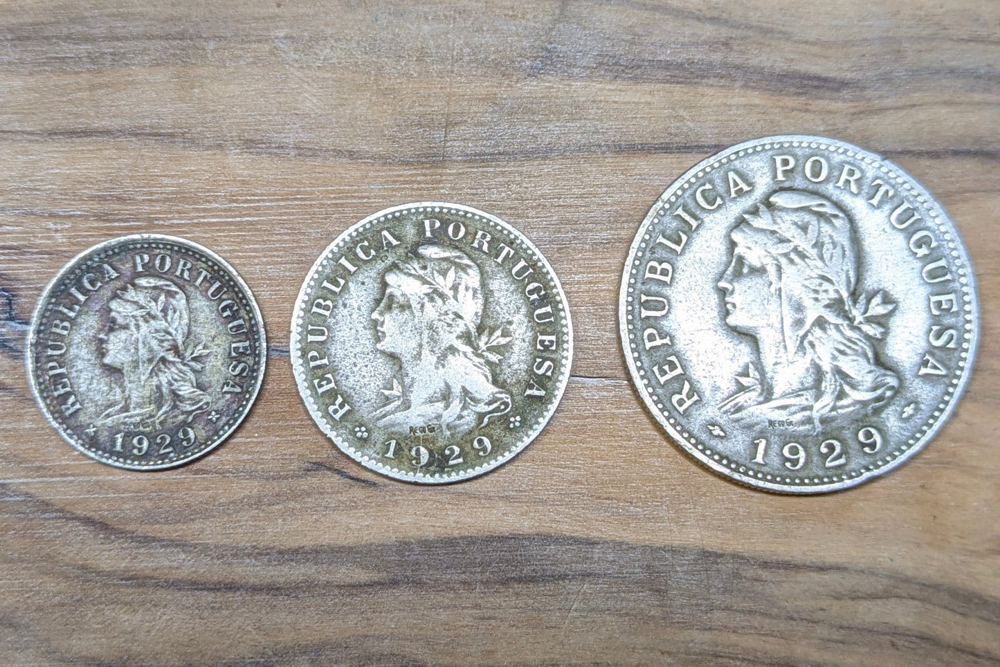 1929 Portuguese Saint Thomas and Prince Island Centavos Set - 50, 20, and 10 Centavos - Republica Portugesa São Tomé and Príncipe - Low Mintage, Below 400,000 Minted -