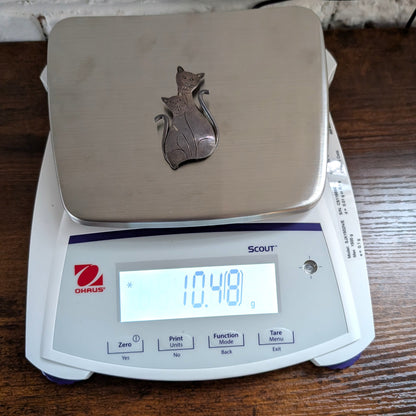 Vintage Large Sterling Cats Pin - 925 Silver - 10.48 Grams - 2 1/2+ Inches Tall