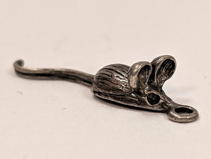 Antique Sterling Silver Small Mouse Charm - Vintage Small Mouse Sterling Silver Pendant