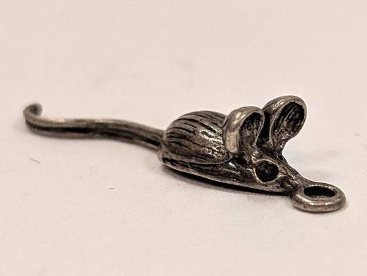 Antique Sterling Silver Small Mouse Charm - Vintage Small Mouse Sterling Silver Pendant