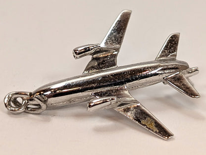 Antique Passenger Plane Sterling Silver Charm - Vintage Airplane Sterling Silver Pendant