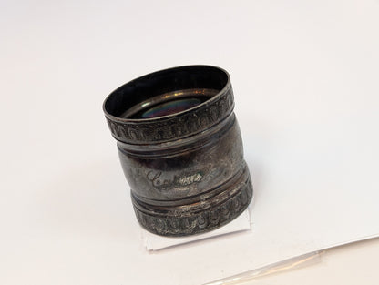 Silverplated Victorian Arch Pattern Napkin Ring - Tested Silverplated - Signed "Carrie" - Victorian Silverware