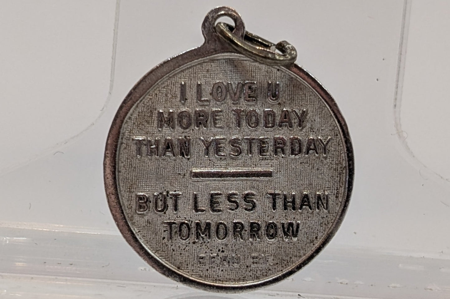 Silver I Love You More than Yesterday Charm - Stamped and Tested Sterling Silver - Beau Sterling - Qu'hier Que Demain - Rosemonde Gerard