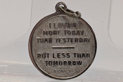 Silver I Love You More than Yesterday Charm - Stamped and Tested Sterling Silver - Beau Sterling - Qu'hier Que Demain - Rosemonde Gerard