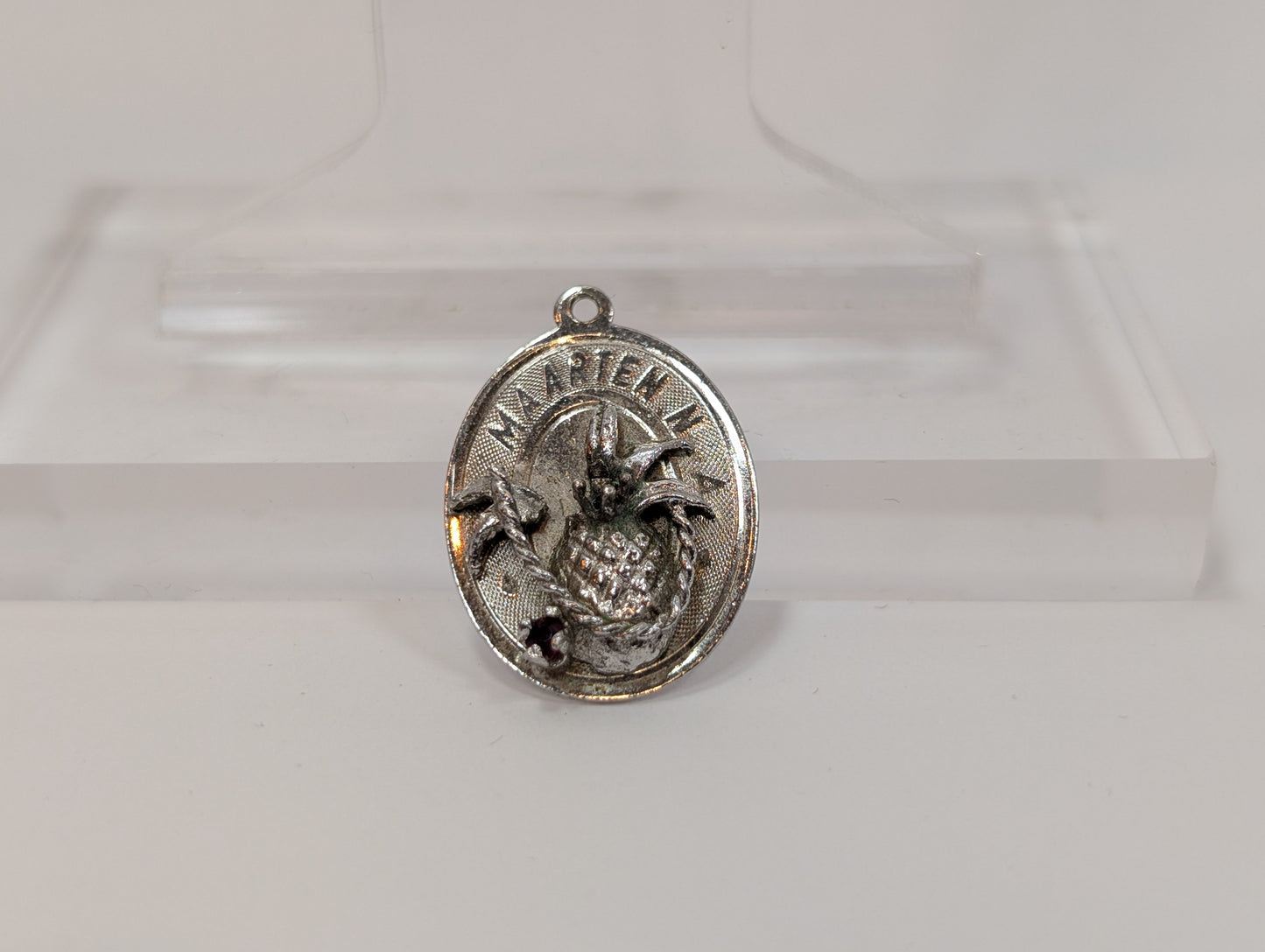 St Maarten Dutch Island Pineapple Charm - Stamped and Tested Sterling Silver - Island Charm - Dutch Side - Caribbean Jewelry