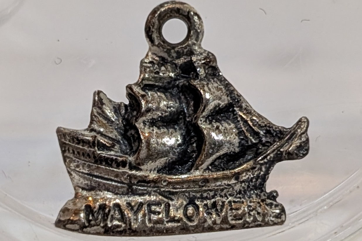 Silver Mayflower Ship Charm - Stamped and Tested Sterling Silver - Protestant Charm - 1620 - Plymouth Rock