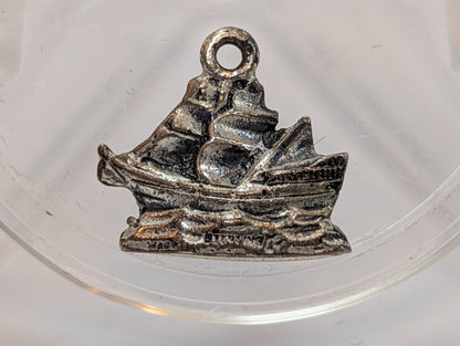 Silver Mayflower Ship Charm - Stamped and Tested Sterling Silver - Protestant Charm - 1620 - Plymouth Rock