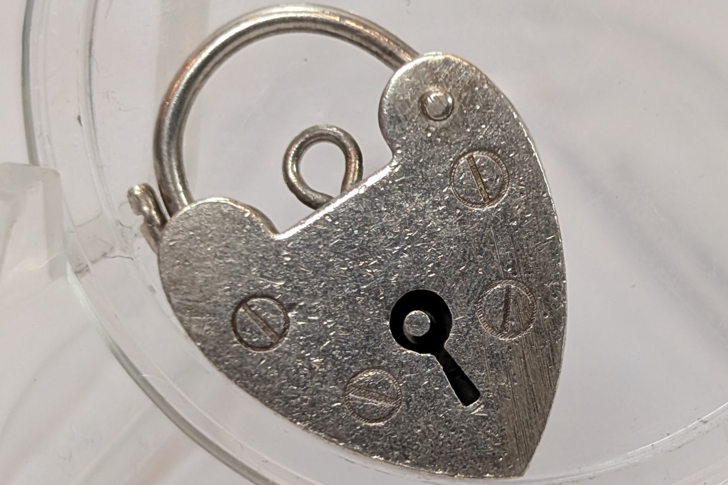 Silver Heart Lock Charm - Stamped and Tested Silver - Lovers Heart Lock