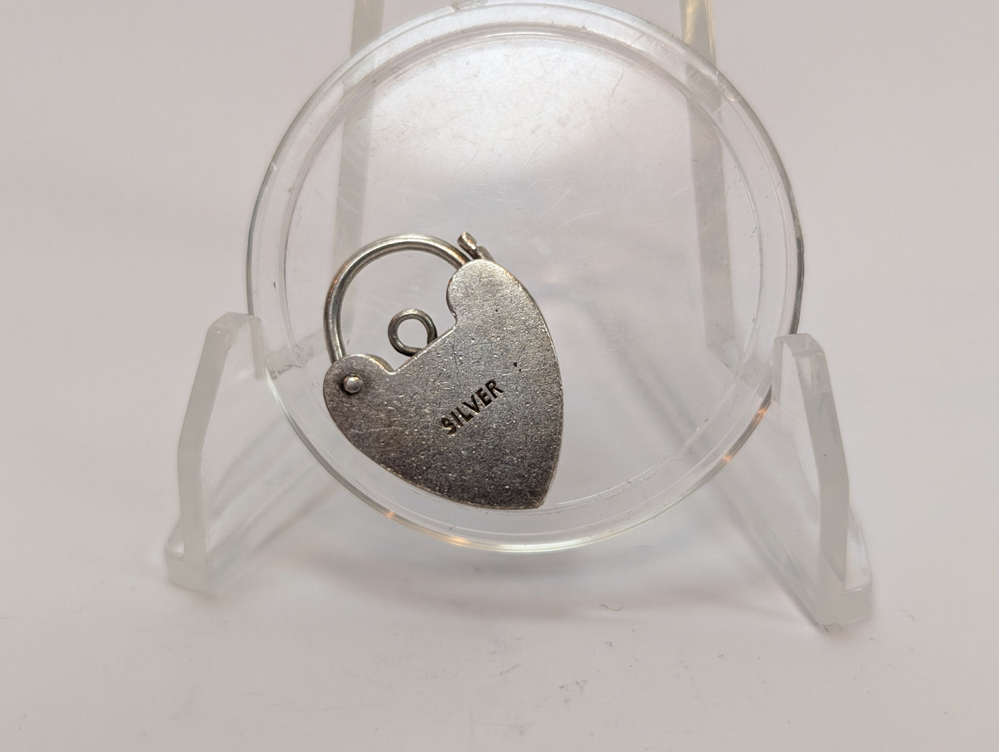 Silver Heart Lock Charm - Stamped and Tested Silver - Lovers Heart Lock