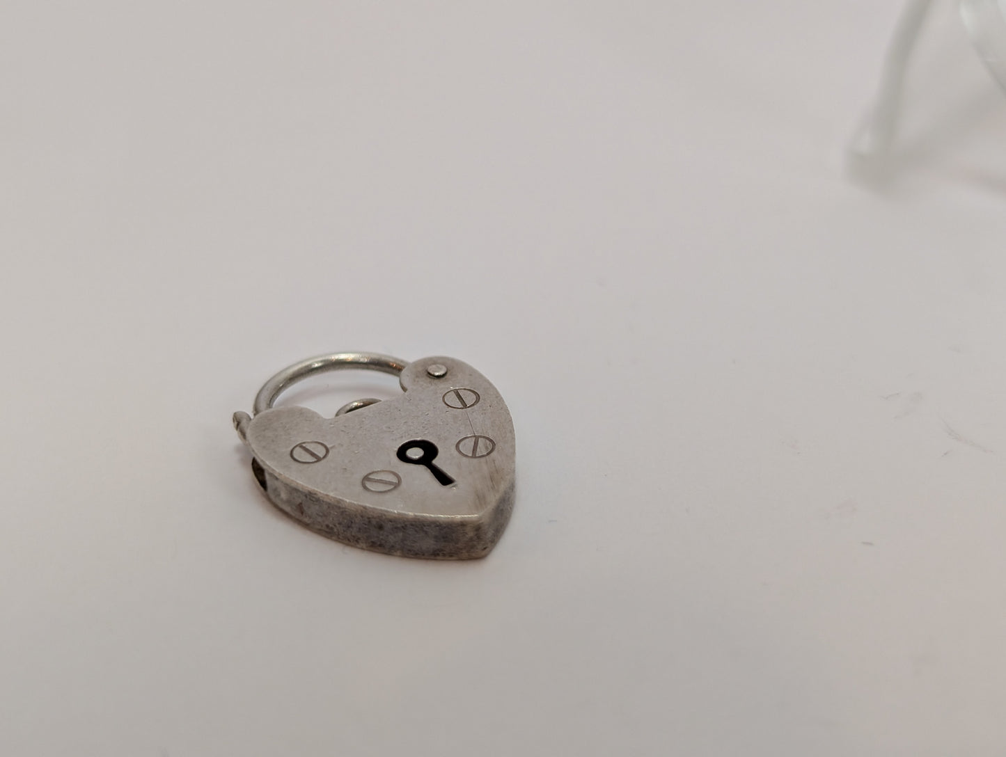 Silver Heart Lock Charm - Stamped and Tested Silver - Lovers Heart Lock