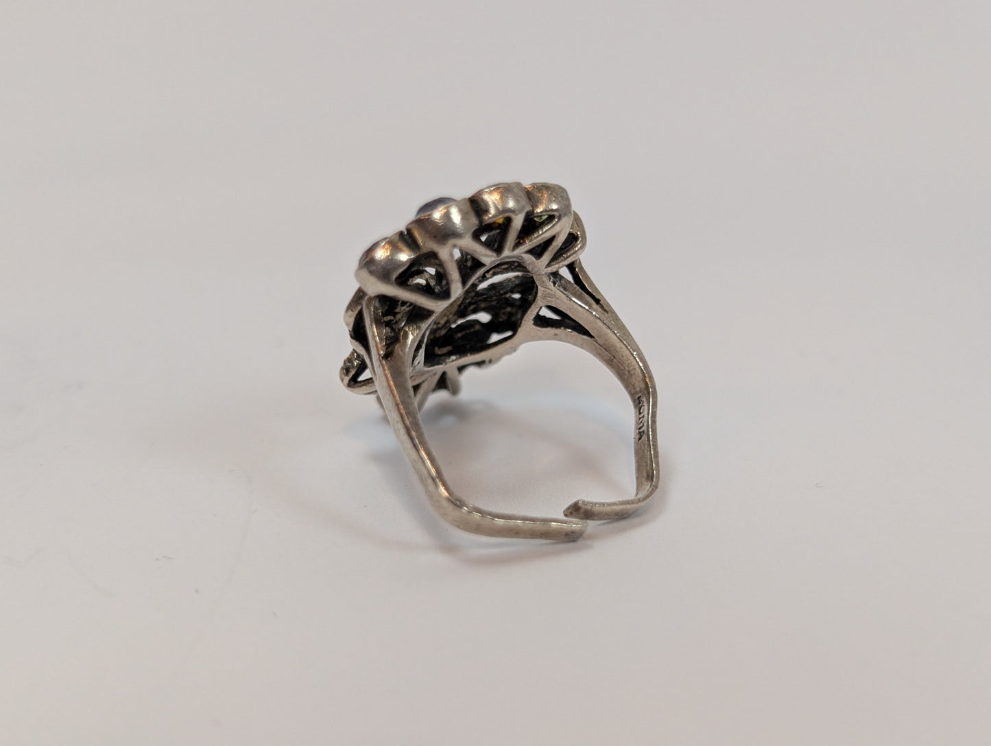 Estate Sterling Peacock Bond Ring - Stamped and Tested Sterling Silver - For Repair