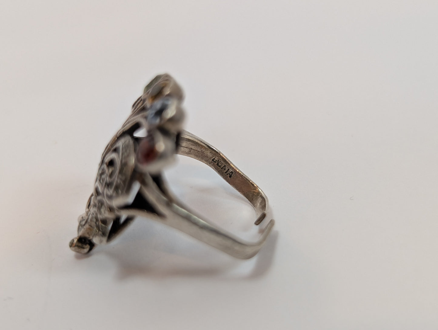 Estate Sterling Peacock Bond Ring - Stamped and Tested Sterling Silver - For Repair