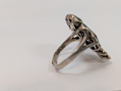 Estate Sterling Peacock Bond Ring - Stamped and Tested Sterling Silver - For Repair