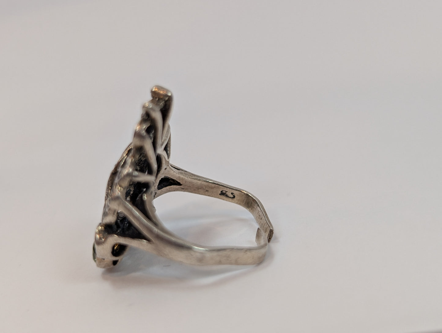 Estate Sterling Peacock Bond Ring - Stamped and Tested Sterling Silver - For Repair