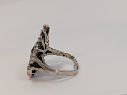 Estate Sterling Peacock Bond Ring - Stamped and Tested Sterling Silver - For Repair