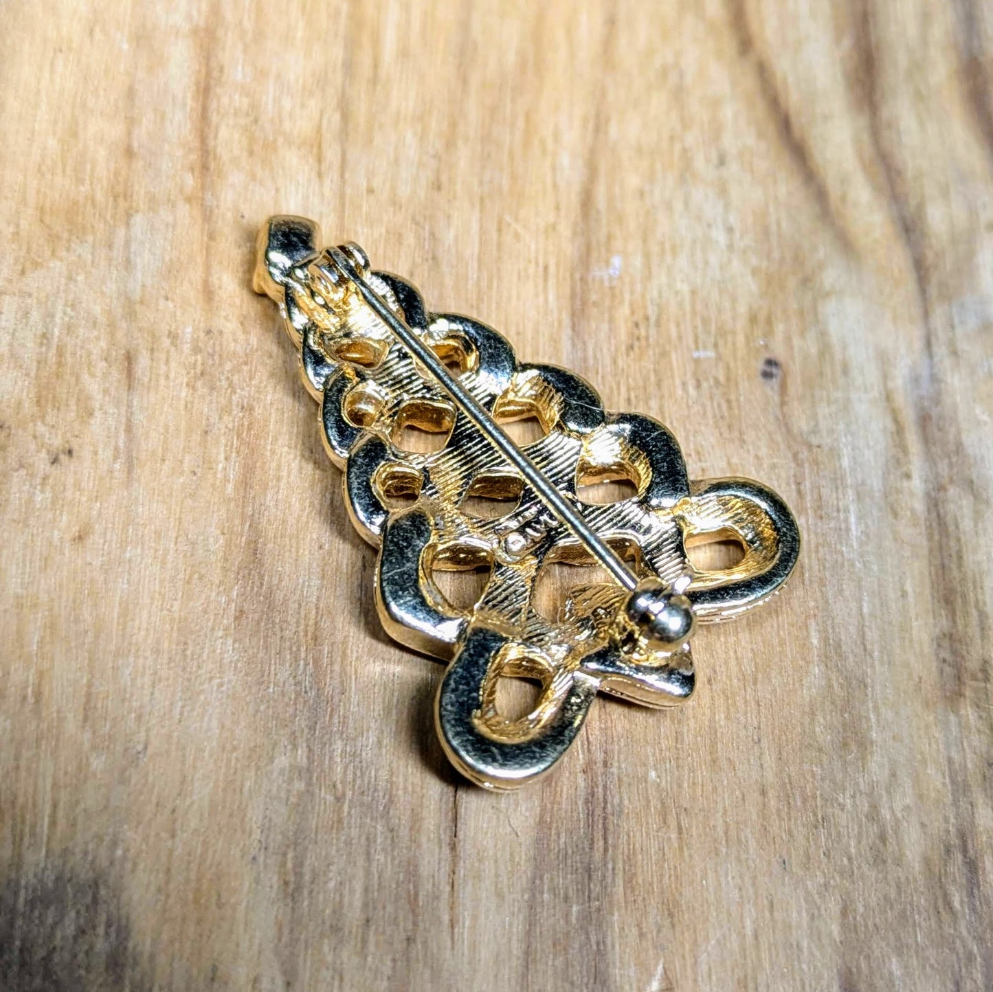 Stunning Avon Gold Tone Christmas Tree Rhinestone Brooch - 1.25 Inches Tall - Vintage Avon Holiday Pin