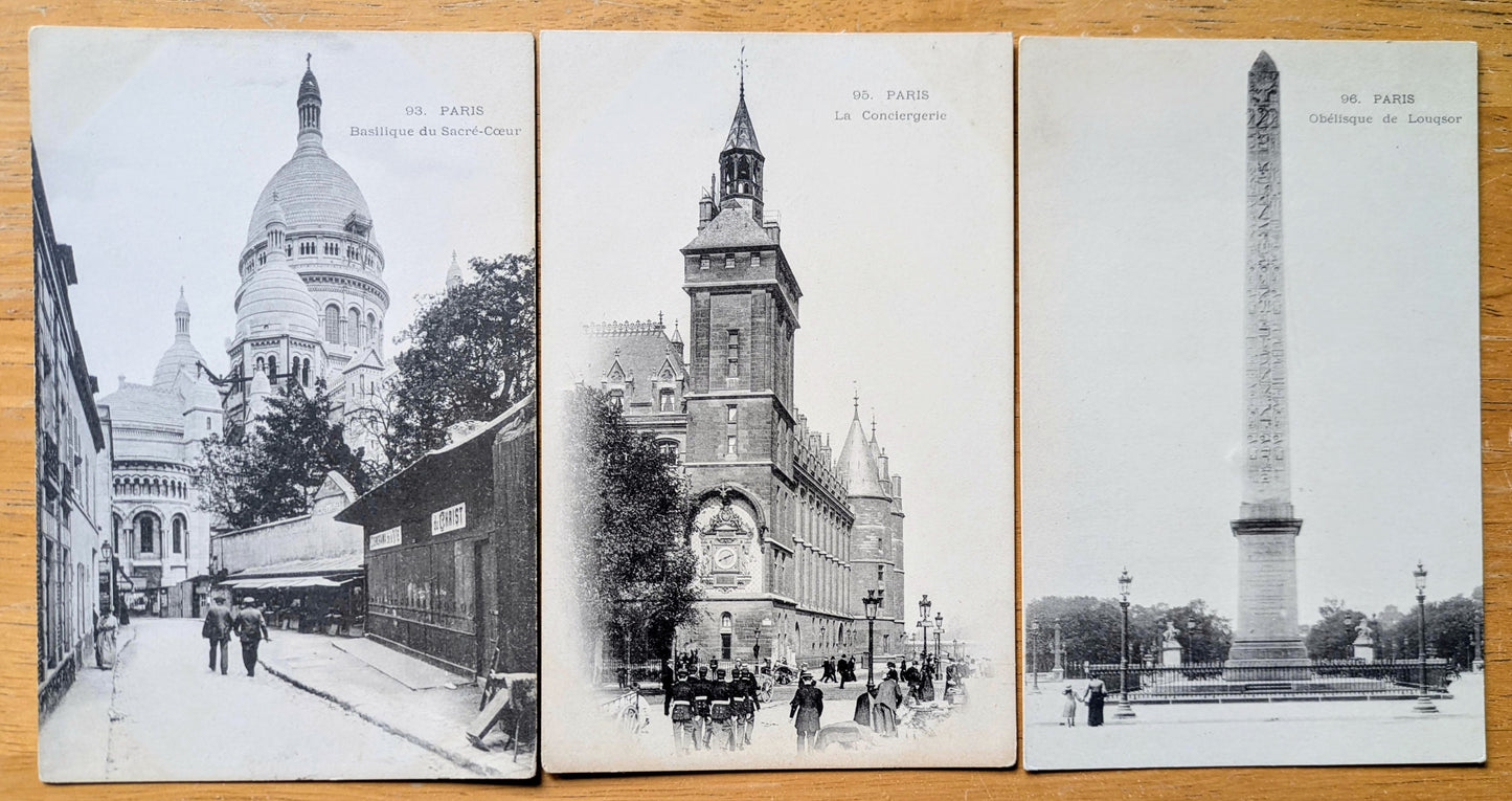 Antique Tour of Paris Black and White Postcards - 19 Famous Parisian Sights to Choose From! - Vintage 1900s Paris Postcards