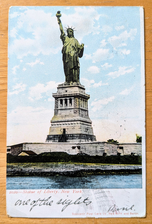 1906 Statue of Liberty New York Postcard - Souvenir Post Card Co. - Antique Color Lithograph Statue of Liberty NYC Postcard