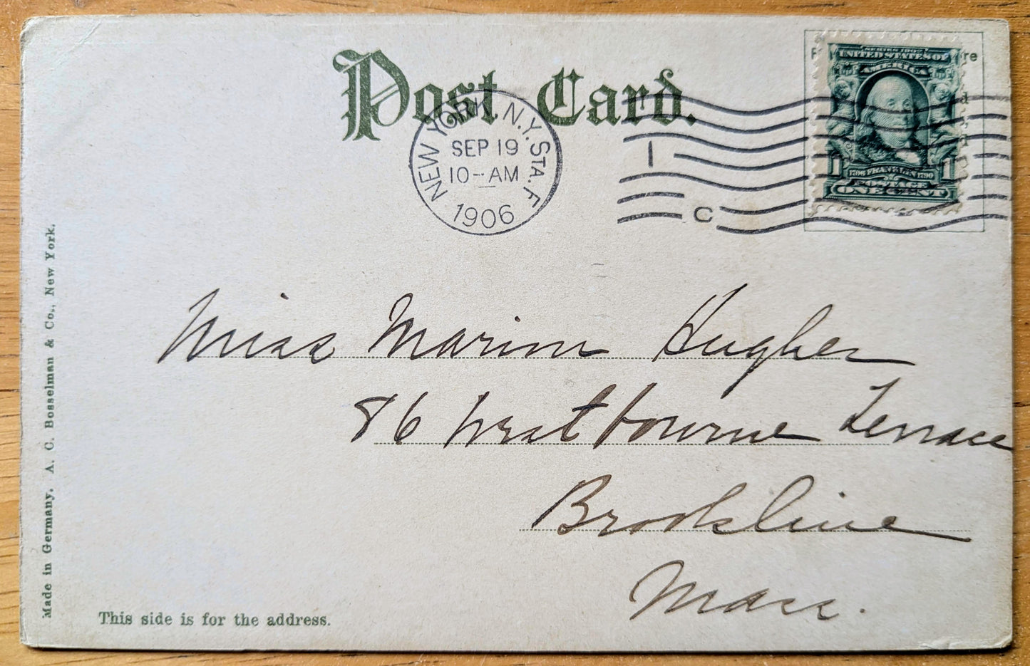 1906 Park Avenue Hotel New York City Postcard - Made in Germany - Antique Color Lithograph Park Ave Hotel NY Postcard