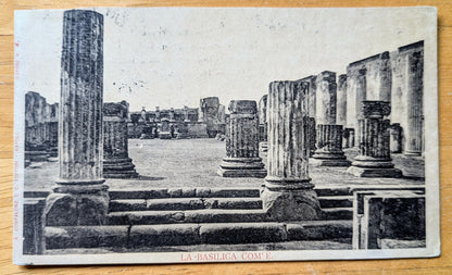 1905 La Basilica Com'e Pompeii Ruins Italy Postcard - Basilica Ruins B+W Photograph - Antique Photo Ancient Rome Pompeii Postcard