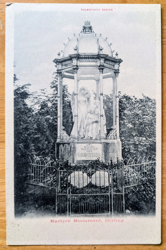 1910s Martyrs Monument Stirling Scotland Postcard - Valentines Series - Antique Martyrs Monument Black and White Postcard