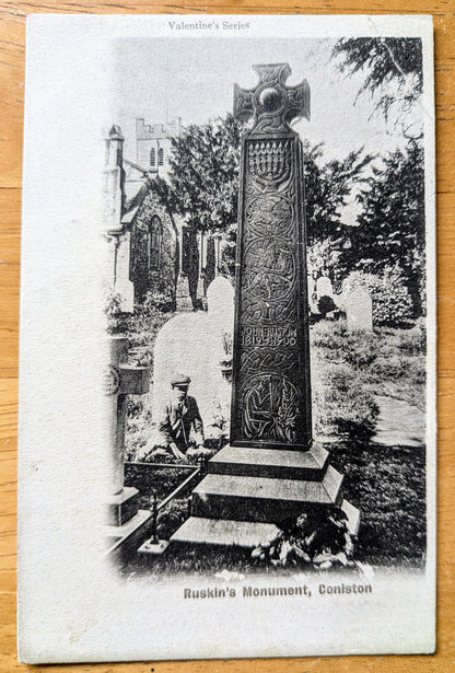 1900s Ruskin's Monument Coniston Scotland Postcard - Valentines Series - Antique Coniston Scottish Black and White Postcard