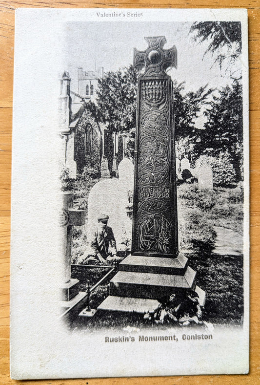 1900s Ruskin's Monument Coniston Scotland Postcard - Valentines Series - Antique Coniston Scottish Black and White Postcard