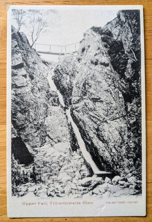 1910s Upper Fall, Tilberthwaite Glen Canada Postcard - Valentines Series - Antique Canadian Waterfall Black and White Postcard