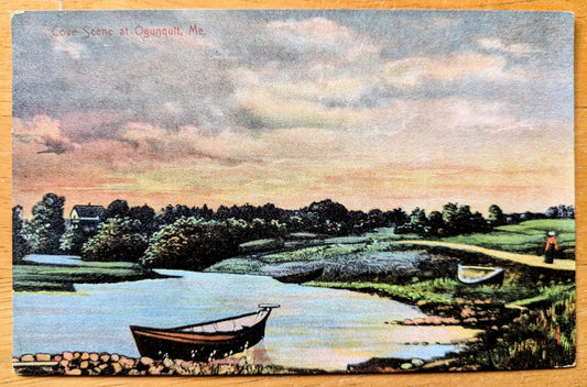 1910s Cove Scene at Ogunquit Maine Postcard - Made in Germany - Antique Chromo Lithograph Ogunquit Beach ME Postcard