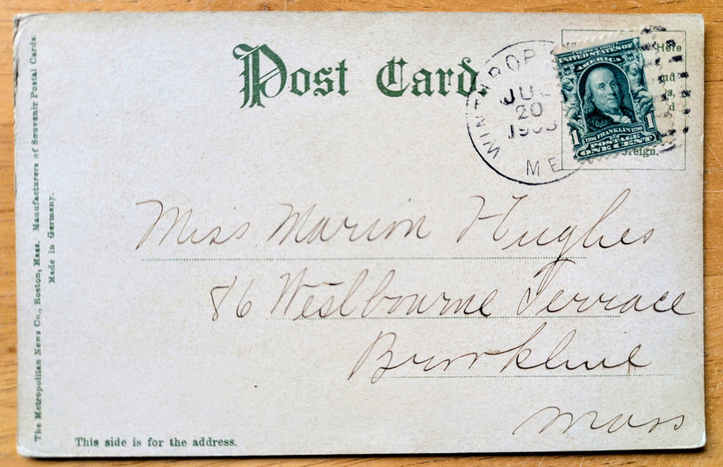 1906 Hammonds Grove, Lake Cobbosseecontee, Augusta Maine Postcard - Made in Germany - Antique Chromo Lithograph Augusta ME Postcard