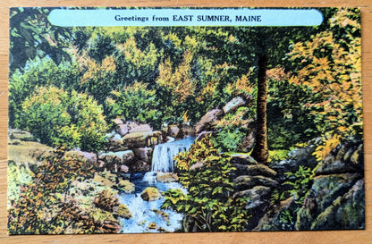 1920s Greetings from East Sumner Maine Postcard - Landscape Panel Locals No. 947 - Antique East Sumner ME Postcard