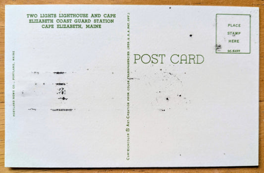1970 Cape Elizabeth Lighthouse First Day of Issue Stamp and Postcard - Maine Statehood Stamp - Vintage Collectable ME Postcard