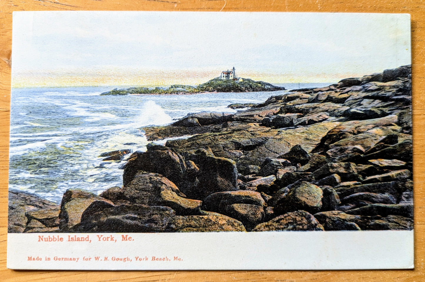1900s Nubble Island Lighthouse York Maine Postcard - Made in Germany - Antique Chromo Lithograph York ME Postcard