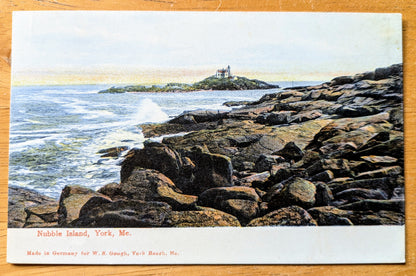 1900s Nubble Island Lighthouse York Maine Postcard - Made in Germany - Antique Chromo Lithograph York ME Postcard