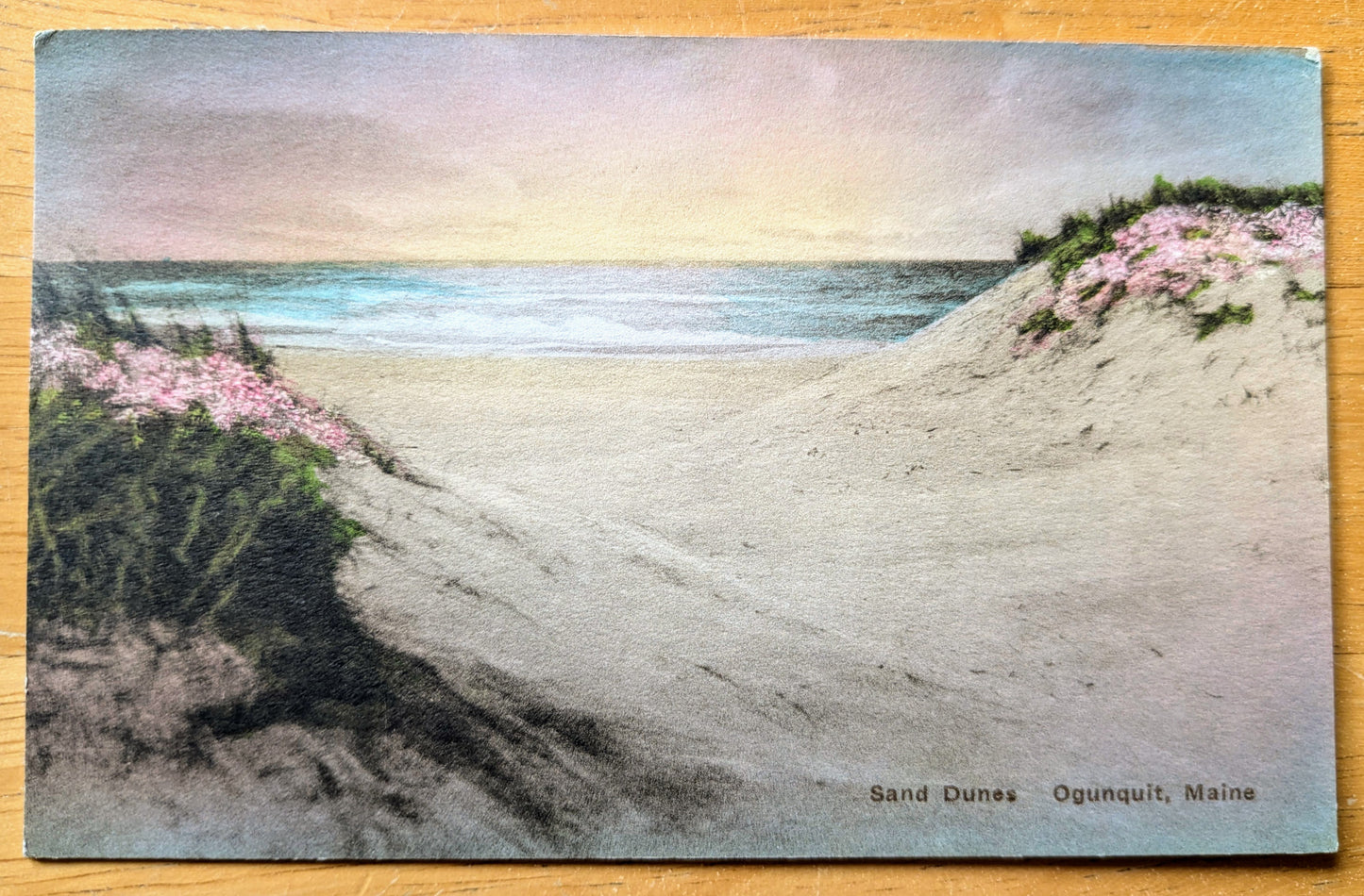 1936 Handcolored Sand Dunes Ogunquit Maine Postcard - Albertype Co. - Antique Hand Colored Ogunquit Beach ME Postcard