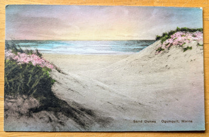 1936 Handcolored Sand Dunes Ogunquit Maine Postcard - Albertype Co. - Antique Hand Colored Ogunquit Beach ME Postcard