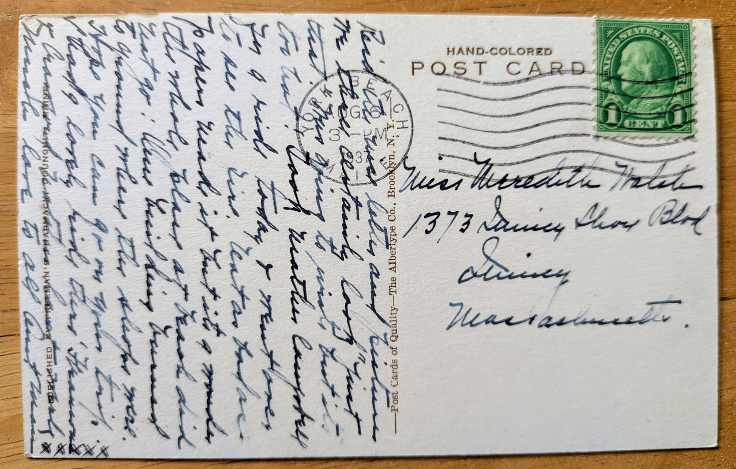 1936 Handcolored Sand Dunes Ogunquit Maine Postcard - Albertype Co. - Antique Hand Colored Ogunquit Beach ME Postcard