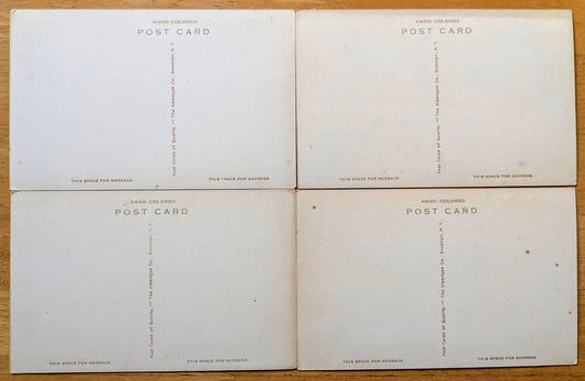 Lot of 4 1920s Handcolored Mohawk Trail Massachusetts Postcards - Albertype Co. - Antique Hand Colored Mohawk Trail MA Postcards