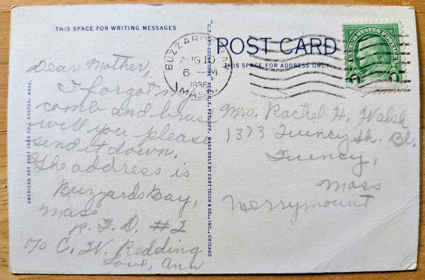 1936 Coles Hill and Plymouth Rock Portico Linen Postcard - Colorful Postcard - Antique Plymouth Rock Massachusetts Postcard