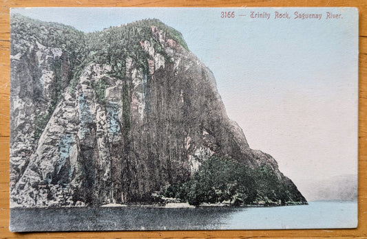 1910s Trinity Rock, Saguenay River, Canada Postcard - Hand-Tinted Postcard - Antique Color Lithograph Trinity Rock Canadian Postcard