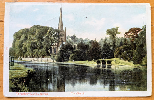 1910s Stratford-on-Avon, England Church Postcard - Peacock Brand Postcard - Antique Stratford on Avon English Postcard