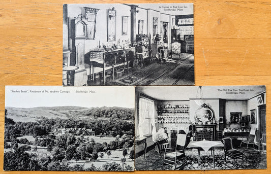 Lot of 3 1920s Stockbridge Massachusetts Black and White Postcards - Albertype Co. - Antique B+W Photograph Stockbridge MA Postcards