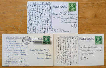 Lot of 3 1930s Cape Cod Views and Poem Linen Postcards - Vintage Cape Cod MA - Antique Chromo Lithograph Cape Cod Mass. Postcards