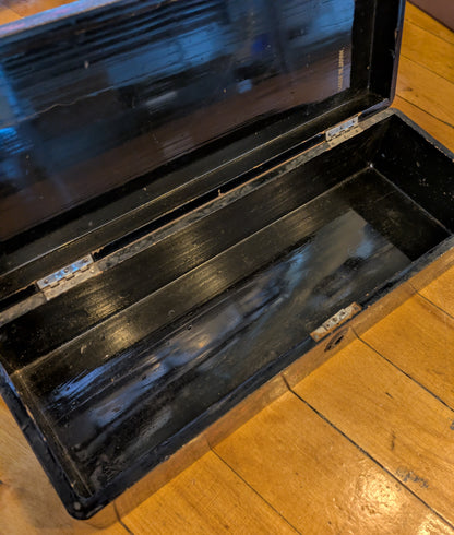 Antique Japanese Leaf Design Jewelry Box - Trinket Box - Treasure Chest - Made in Japan - Slight Paint Chipping