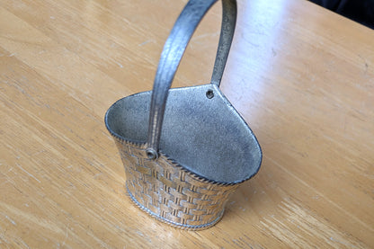 Raimond Silver Plated Woven Basket - Trinket Basket - Accessory Holder - Measurements Seen in Photos